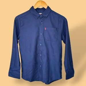 Levi's Big Boys Long Sleeve Regular Fit Woven Shirt Navy Size Medium MSRP $40‎